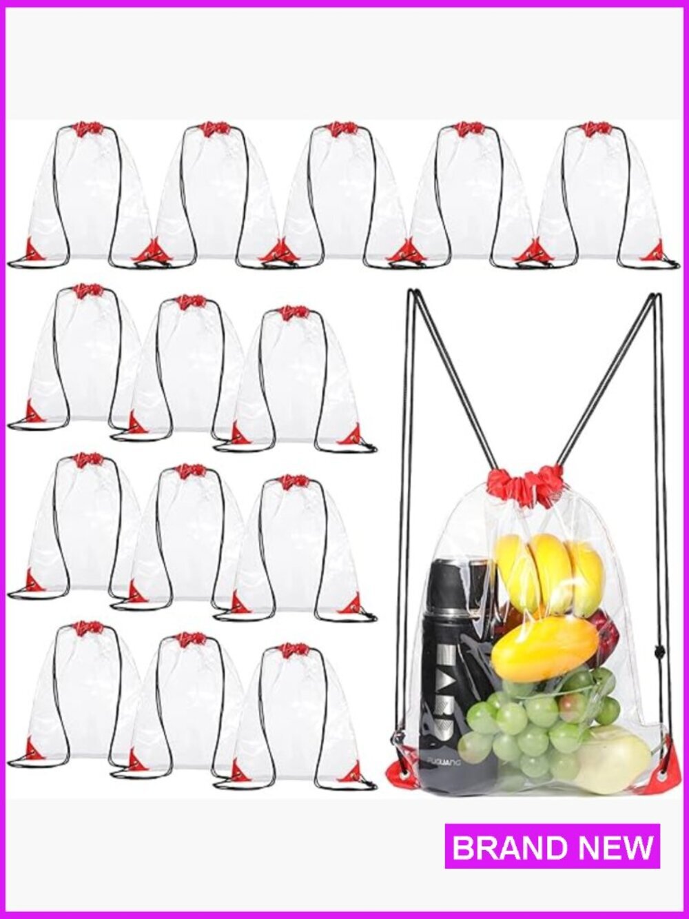 15 Clear Drawstring Backpacks PVC Waterproof Stadium Sport See Through Bags